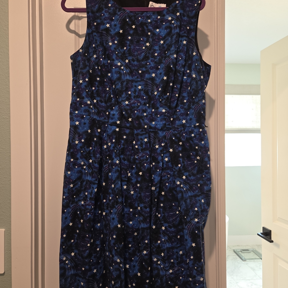 Modcloth Bea And Dot Midnight Blue Starry Midi Dress